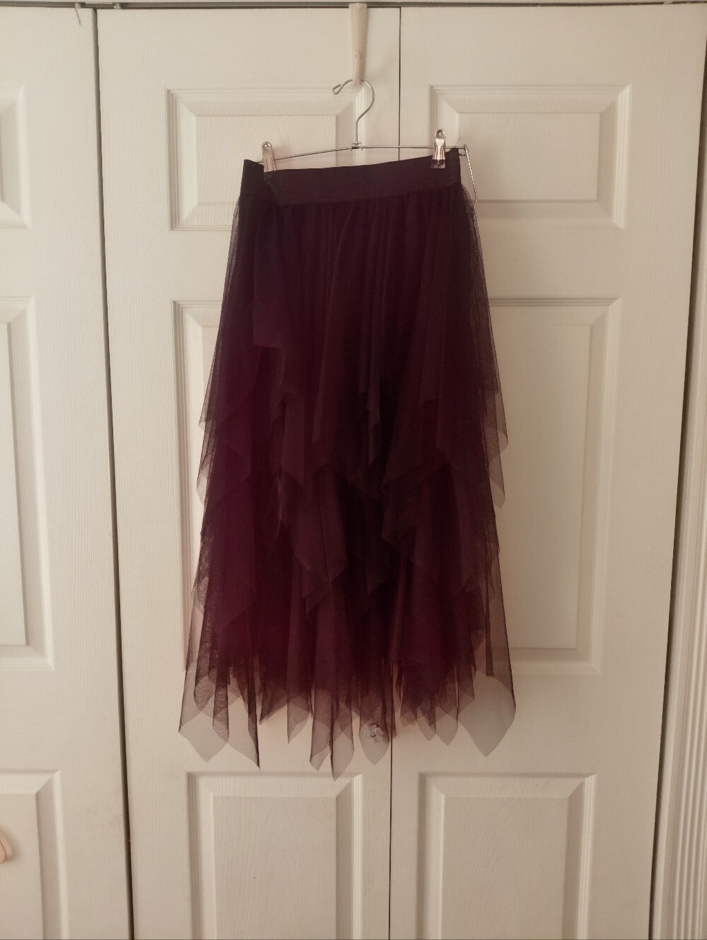 Free People Layered Asymmetrical Tulle Midi Skirt - Black